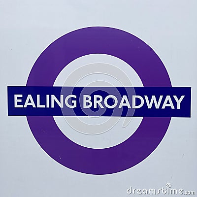 EALING BROADWAY sign in London underground Editorial Stock Photo