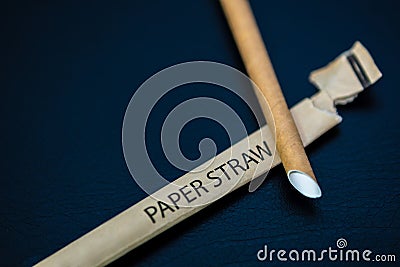 Close up of eco-friendly brown paper straw Stock Photo