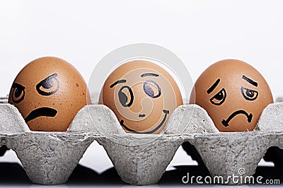 Close up eggs characters Stock Photo