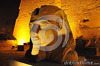 Close-up of Egyptian statue in illumination Stock Photo