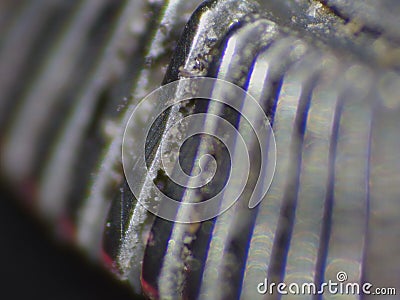 Close up of electric razor blades using macro lens lumix camera Stock Photo