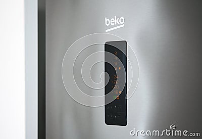 Close up electronic display Beko refrigerator Editorial Stock Photo