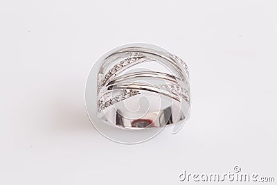 elegant diamond ring on the white background. Diamond ring Stock Photo