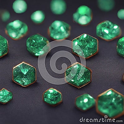 Close-up of Emeralds on a Black Background Stock Photo