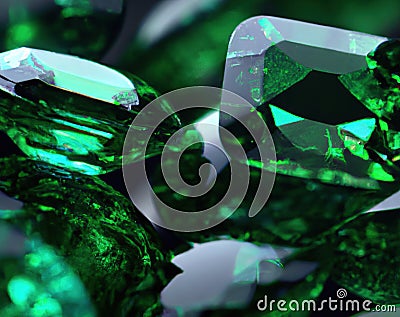 Close up of emeralds created using generative ai technology Stock Photo