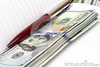 Close up of an empty business notepad and a pen Stock Photo