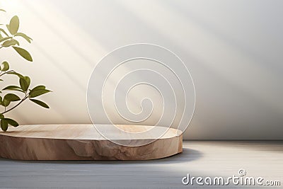 Close-up of Empty Minimal Natural Wooden Table AI Generated Cartoon Illustration