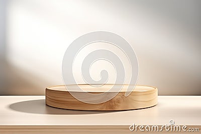 Close-up of Empty Minimal Natural Wooden Table AI Generated Cartoon Illustration