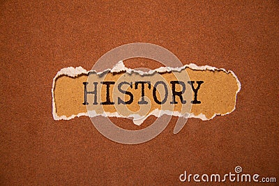 Close up of English dictionary page with word history Stock Photo