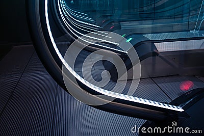 Close up escalator decoration with lighting Stock Photo