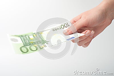 Close-up Euro banknote in hand Stock Photo