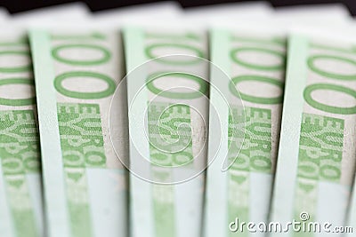 Close-up of 100 Euro banknotes Stock Photo