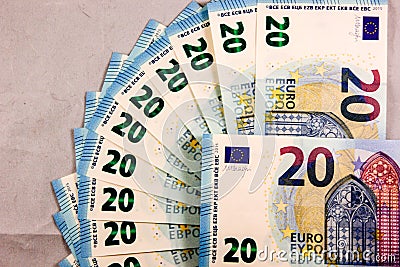 Close up of 20 Euro cash notes Editorial Stock Photo