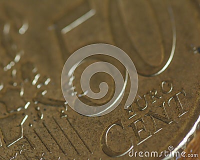 Close up of 50 Euro Cent Coin B Stock Photo