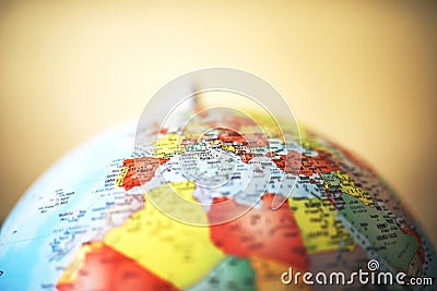 Close up of Europe on globe Stock Photo