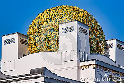 Close up of the exhibition house of the Vienna Secession Editorial Stock Photo