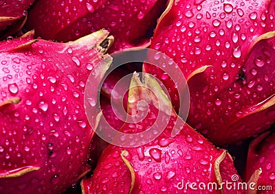 Close up exotic pitaya dragon fruit.Macro.AI Generative Stock Photo