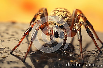 A close-up exploration of a spider's features, creating an unsettling visual narrative and reinforcing arachnophobia Stock Photo