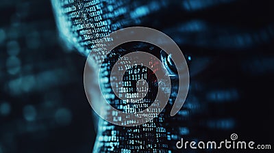 Close-up of Eye with Binary Code Reflection Stock Photo