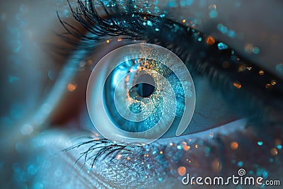 Close up of eye with blue iris Stock Photo