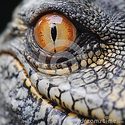 Close up of the eye of a crocodile, extreme closeup Cartoon Illustration