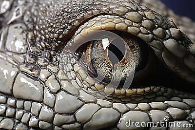 Close-up of the eye of a crocodile, Macro Cartoon Illustration