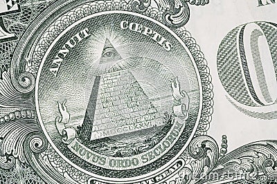 Eye of Providence on United States one dollar banknote Editorial Stock Photo