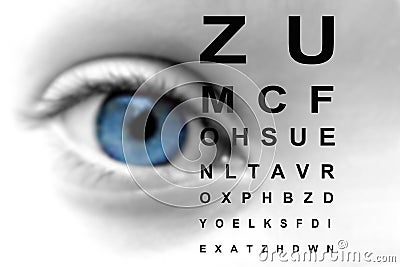 Close up of an eye and vision test Stock Photo