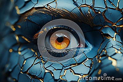 a close up of the eye of a woman with cracked skin Stock Photo