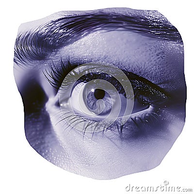 Close up eye of woman faded colors cut out sticker Stock Photo