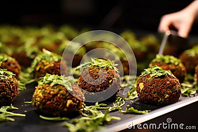 close-up of a falafel ball being formed Stock Photo