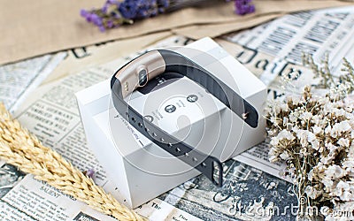 Close up of fancy luxury watch with box for men or women use for your health tracker Editorial Stock Photo