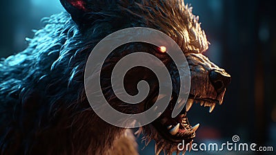 close up of Fearsome werewolf Portrait generative AI Stock Photo