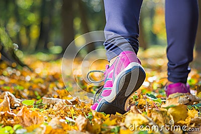 Close up of feet of a girl runner Stock Photo