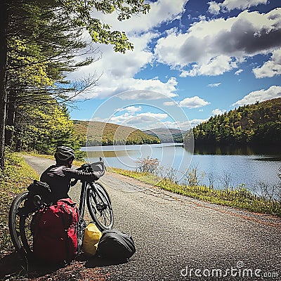 Close-Up of Feet Pedaling a Bicycle Outdoors Stock Photo