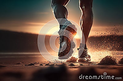 Close Up Feet of Runner Running Toward Forest AI Generated Stock Photo