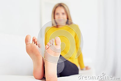 Close up of female feet Stock Photo