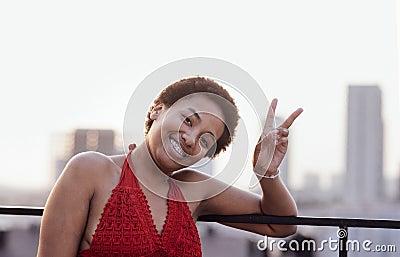 Close-up of female portrait of young adult attractive confident African Stock Photo