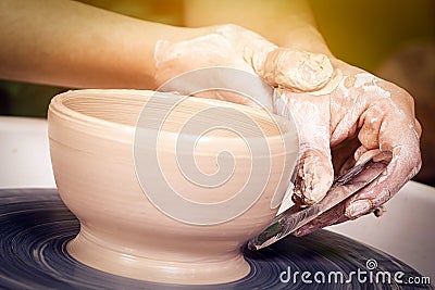 Woman potter teaches Stock Photo