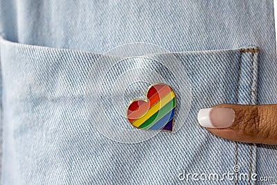 Close-up of flag LGTB heart shaped Stock Photo