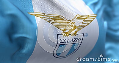 Close up of the flag of SS Lazio waving Cartoon Illustration