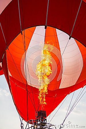 Close up of the flame inside of hot air balloon Stock Photo
