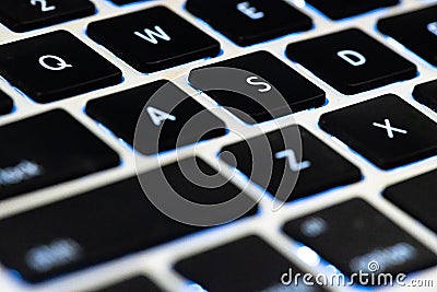 close up flat keyboard laptop for carry and use internet for communication.press button for input data into keyboard on laptop Stock Photo