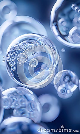 Close-up of Floating Soap Bubbles. Generative ai Cartoon Illustration