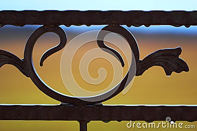 Close-up of forged detail in raindrops Stock Photo