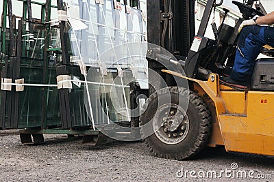 Close up of forklift wheel Stock Photo