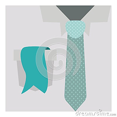 close up formal shirt with dotted necktie and label in pocket Cartoon Illustration