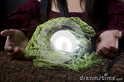 Close Up of Fortune Tellers Crystal Ball Stock Photo