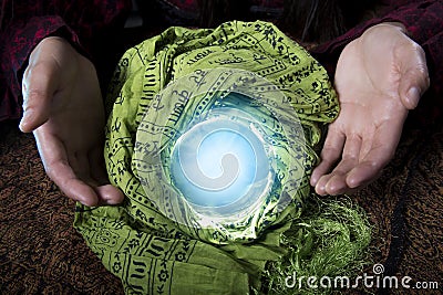 Close Up of Fortune Tellers Crystal Ball Stock Photo