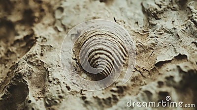 Close-up of a Fossilized Shell Embedded in Sedimentary Rock Stock Photo